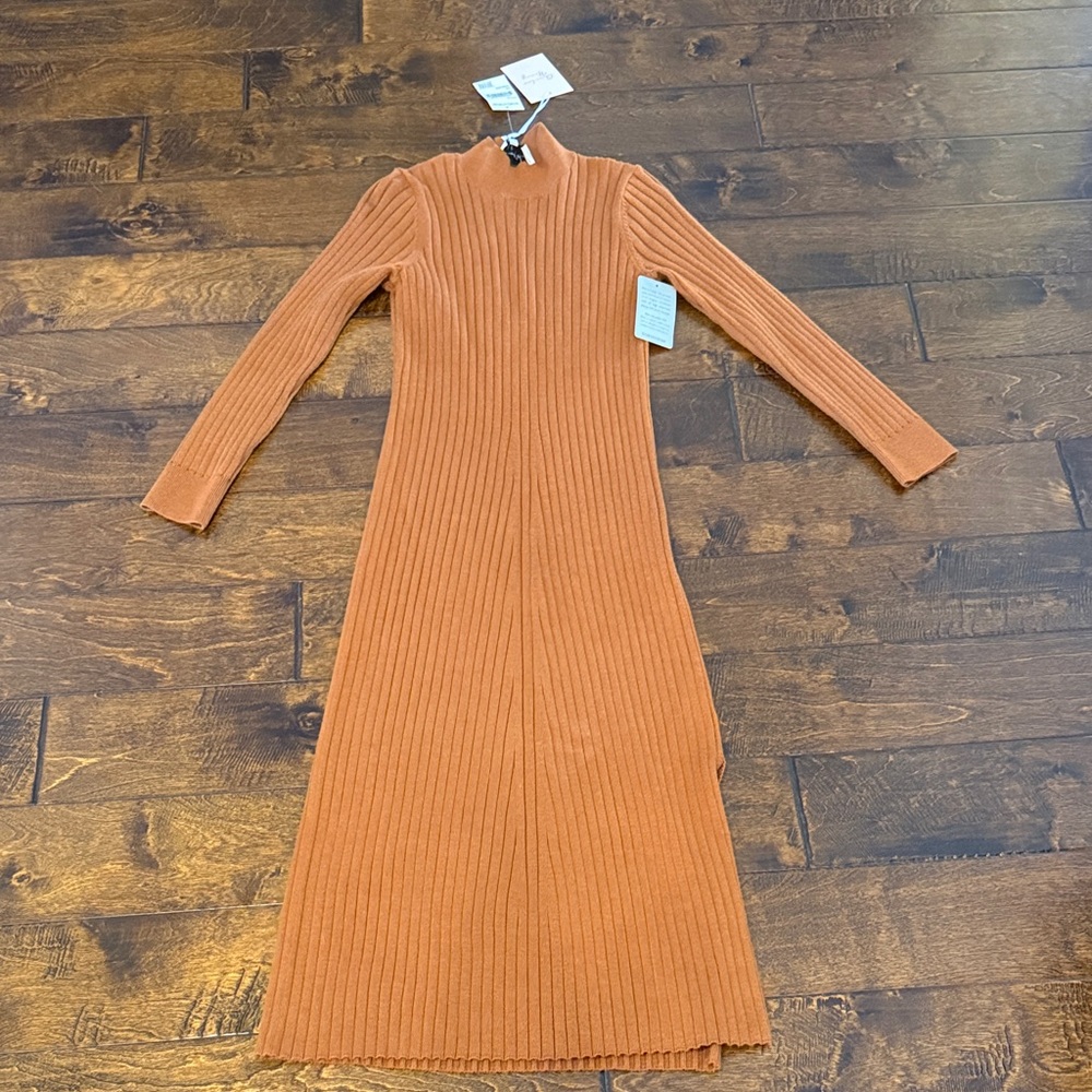 Nordstrom Charles Henry Orange Ribbed Knit Dress